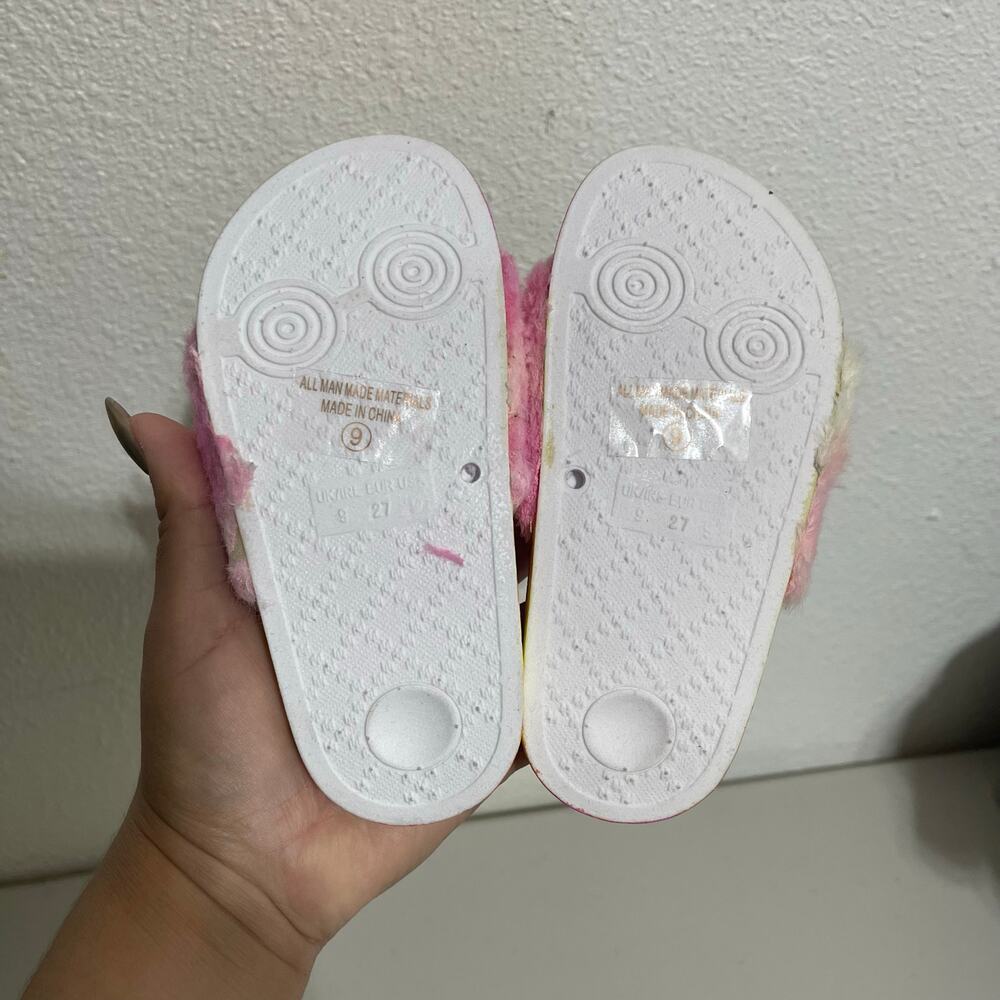 Lucky Top Tie Dye Fur Plush Slides Sz 9 - Picture 4 of 5